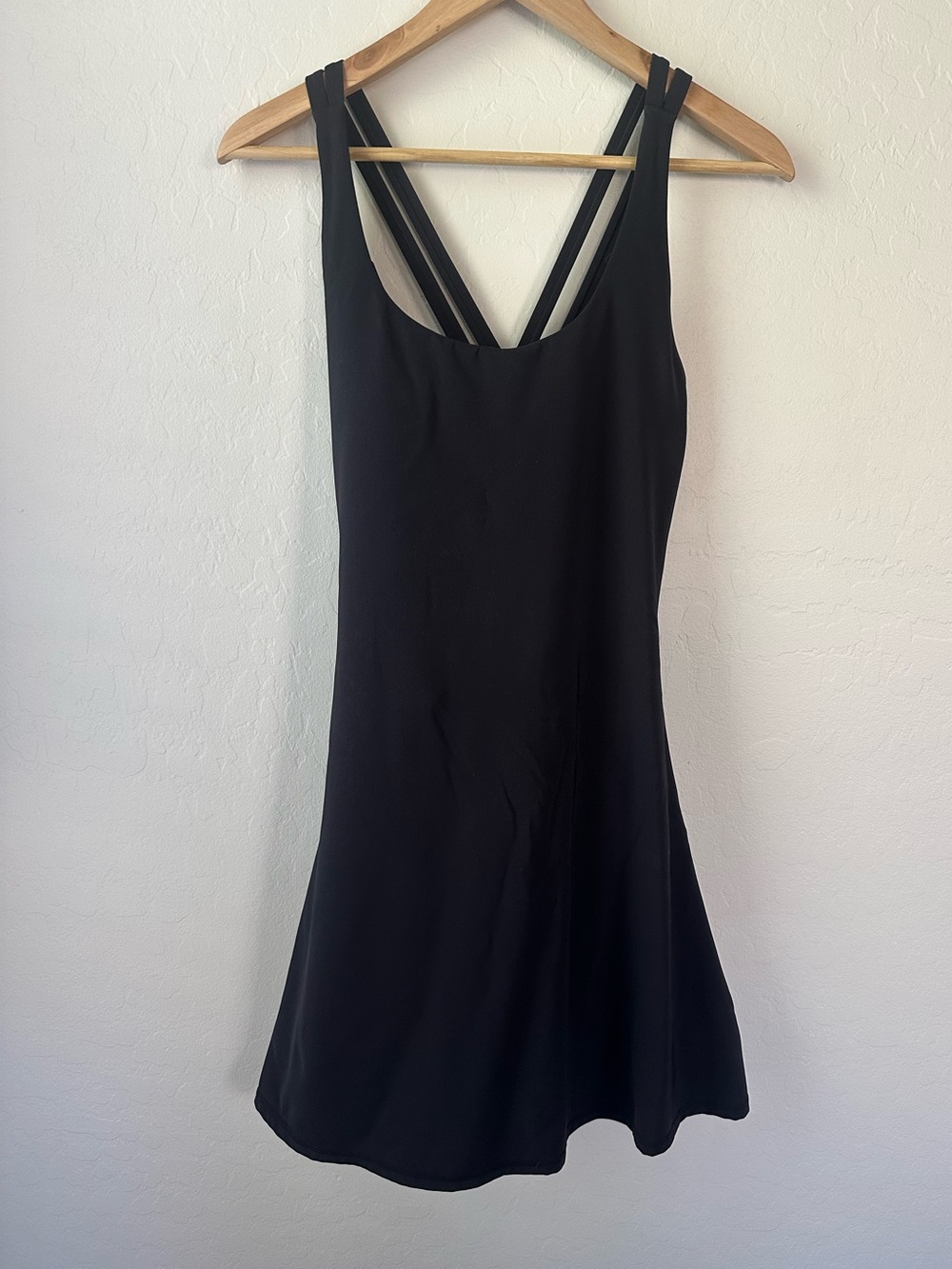 BuffBunny Black Strappy Scoop Neck Athleisure Dress Built-in Shorts, Size M